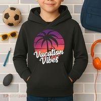 Vacation Vibes Tropical Retro Sunset Kids Hoodie thumb 2