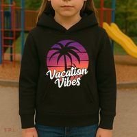 Vacation Vibes Tropical Retro Sunset Kids Hoodie thumb 3