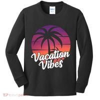 Vacation Vibes Tropical Retro Sunset Kids Long Sleeve Shirt thumb 0