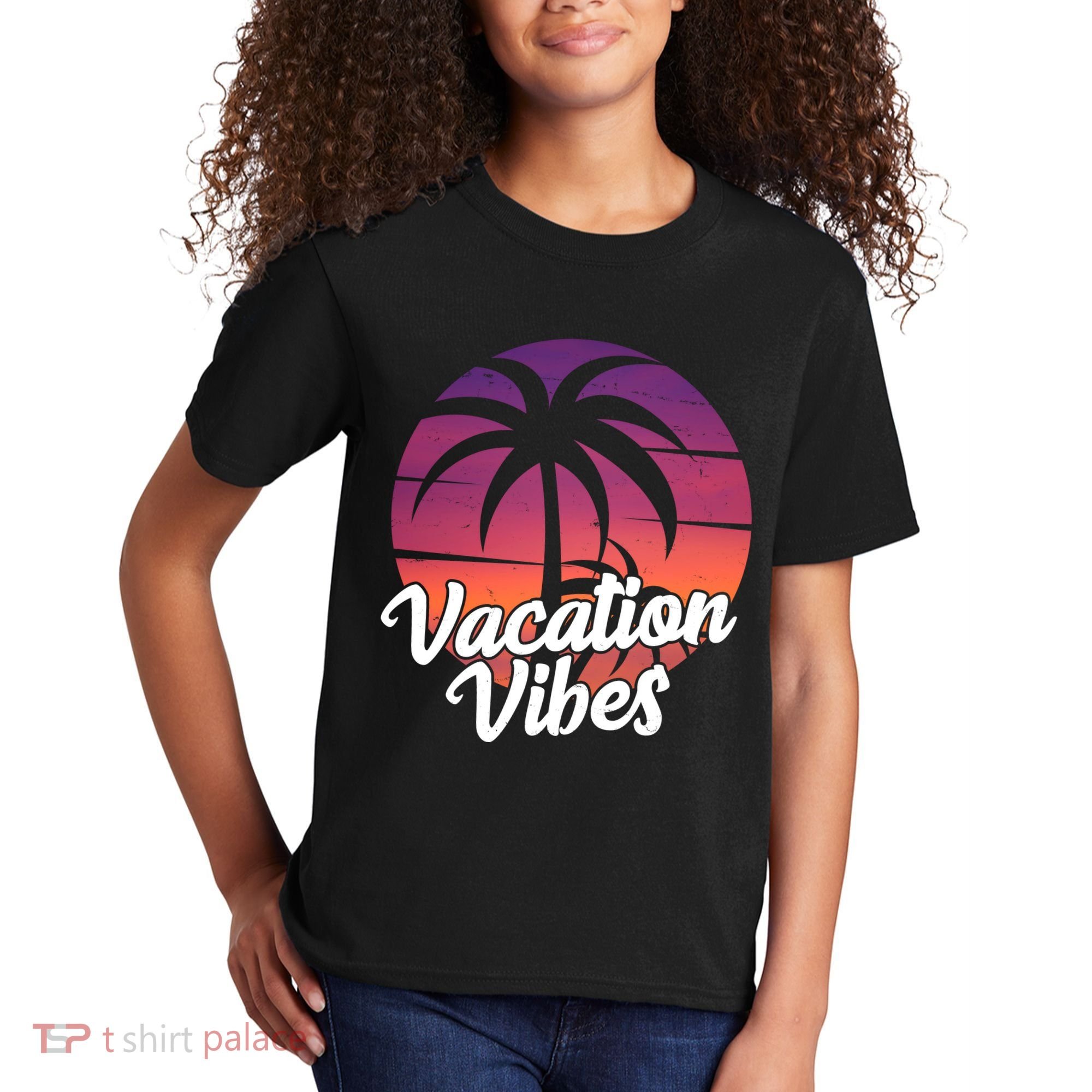 Vacation Vibes Tropical Retro Sunset Kids T-Shirt