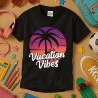 Vacation Vibes Tropical Retro Sunset Kids T-Shirt thumb 3