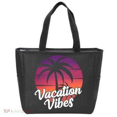 Vacation Vibes Tropical Retro Sunset Tote Bag