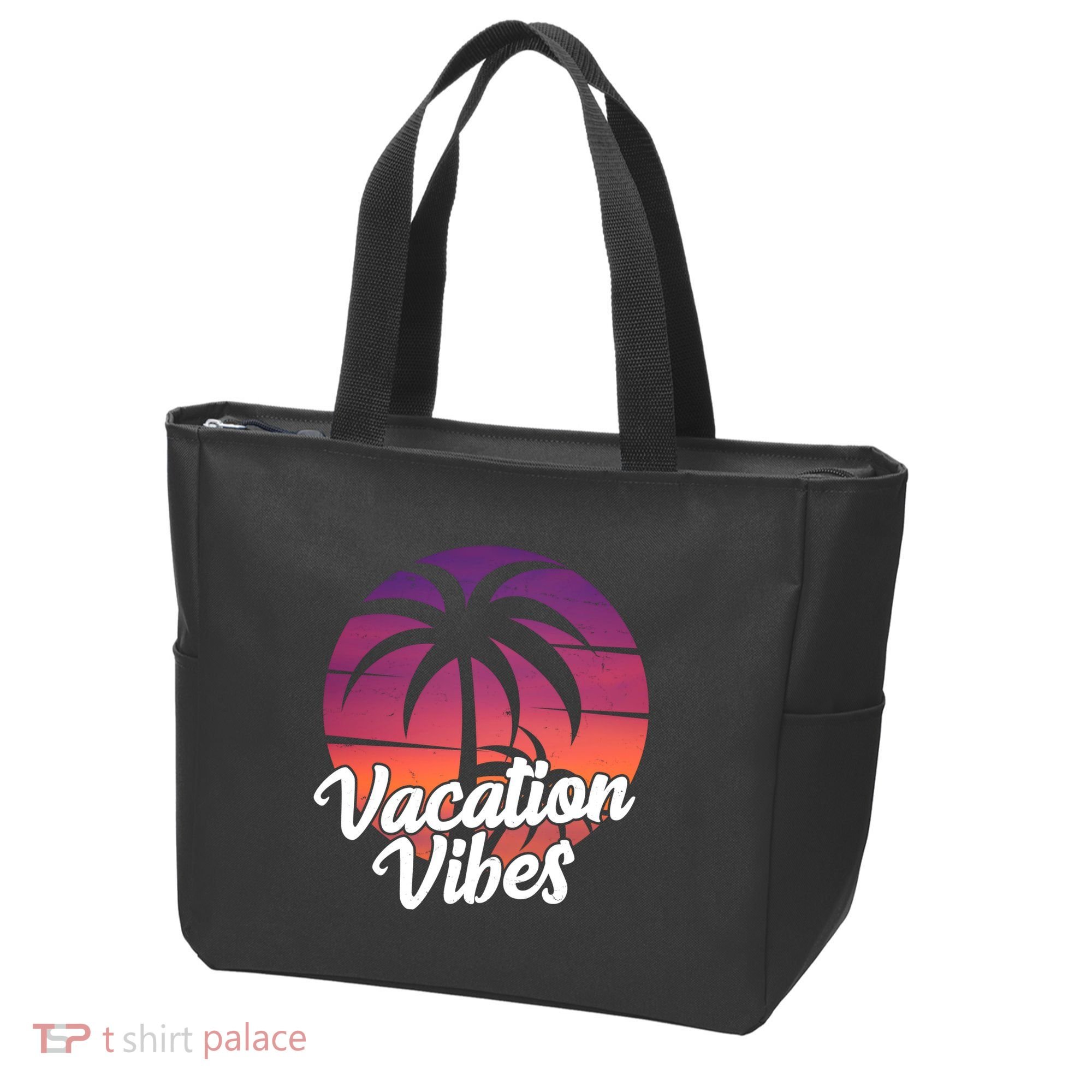Vacation Vibes Tropical Retro Sunset Tote Bag