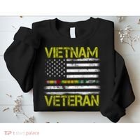 Vietnam Veteran USA Flag Ribbon Gift Sweatshirt thumb 2