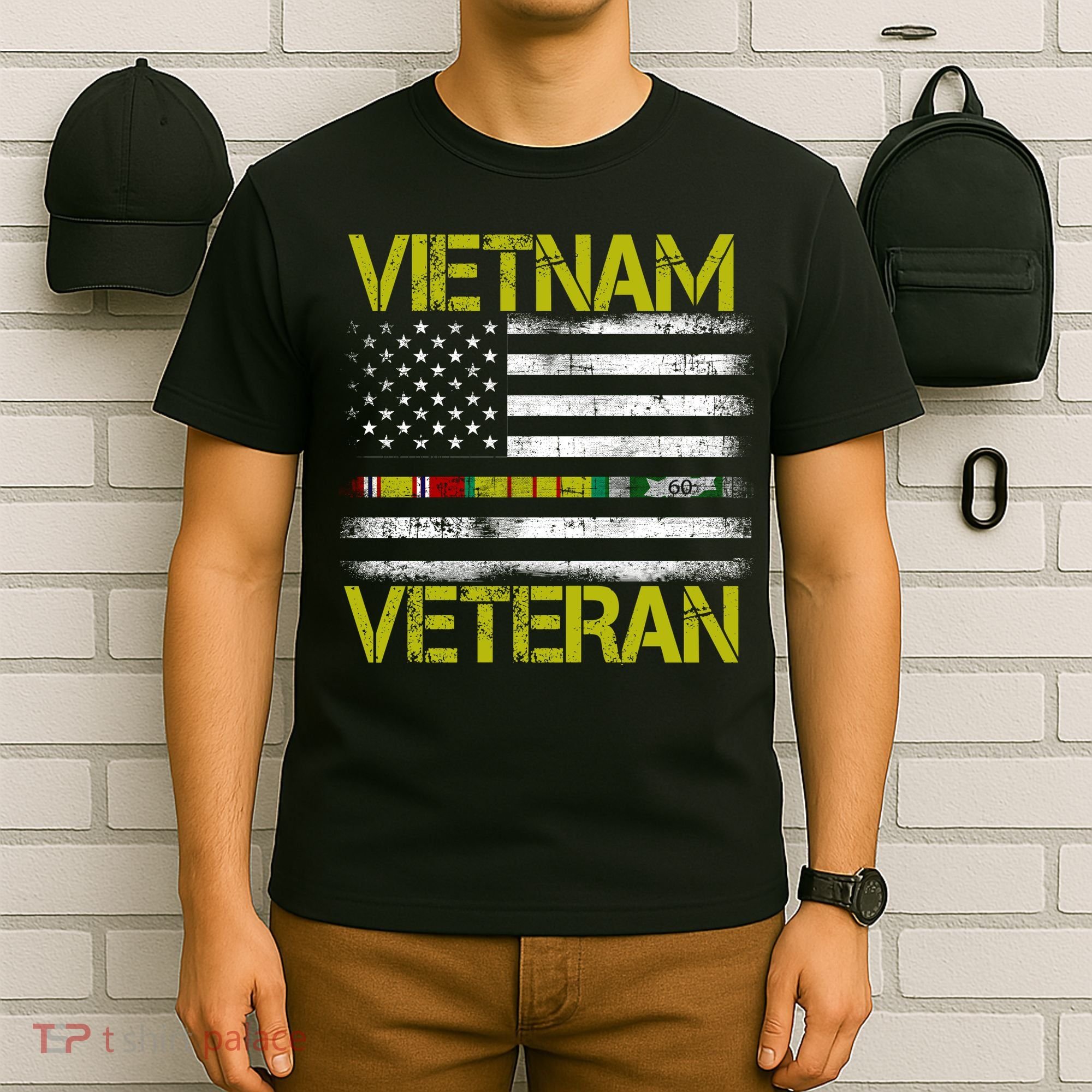 Vietnam Veteran USA Flag Ribbon Gift T-Shirt