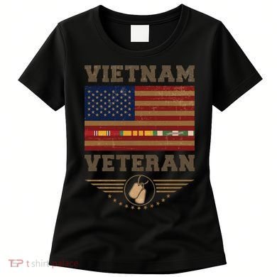 Vietnam Veteran US Flag Dog Tags Women's T-Shirt
