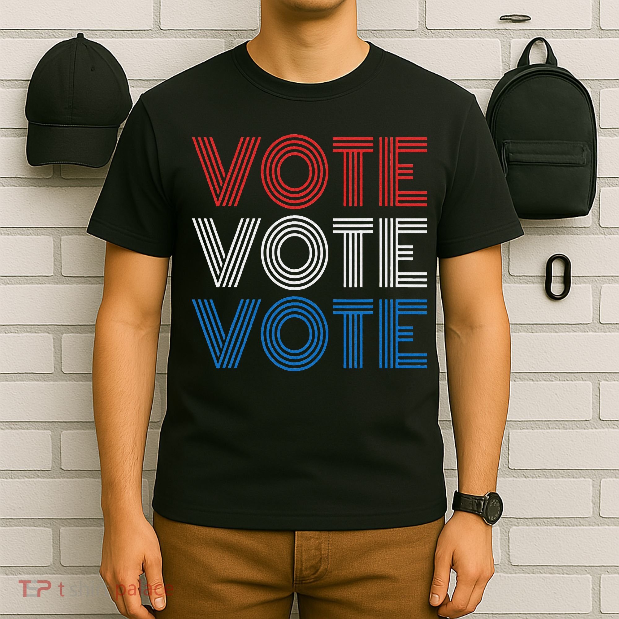 Vote Vote Vote Red White Blue Retro Election  T-Shirt