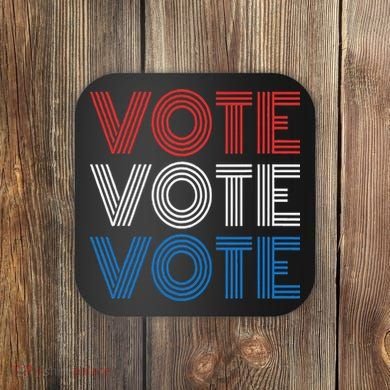 Vote Vote Vote Red White Blue Retro Election  Coaster