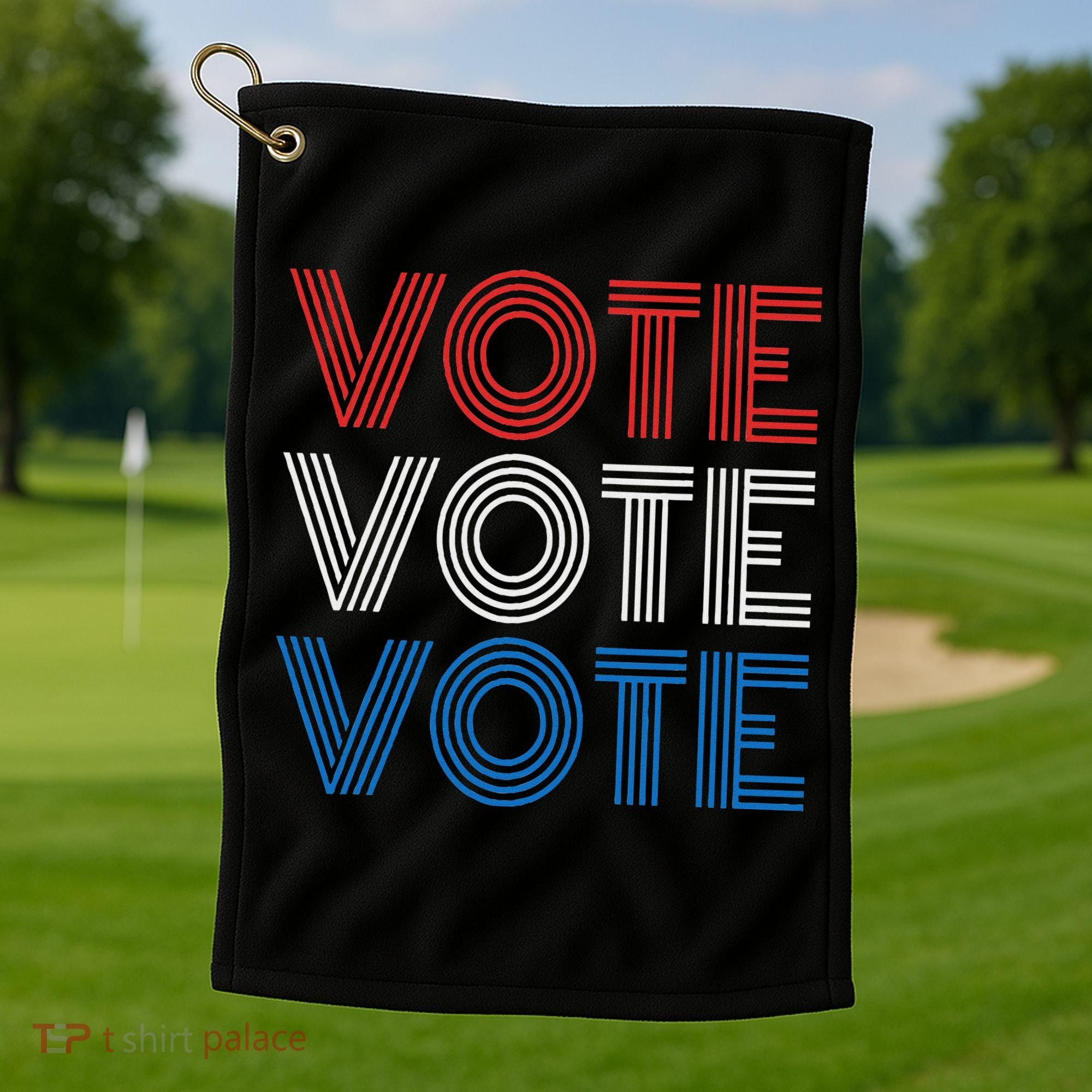 Vote Vote Vote Red White Blue Retro Election  Golf Towel