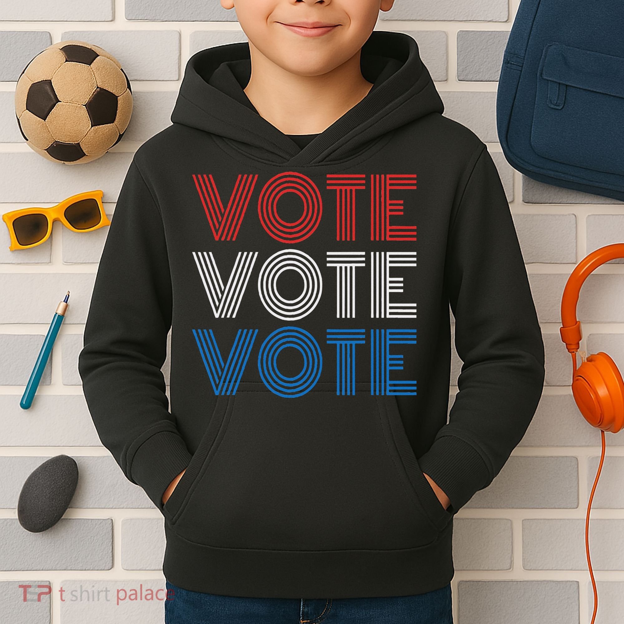 Vote Vote Vote Red White Blue Retro Election  Kids Hoodie