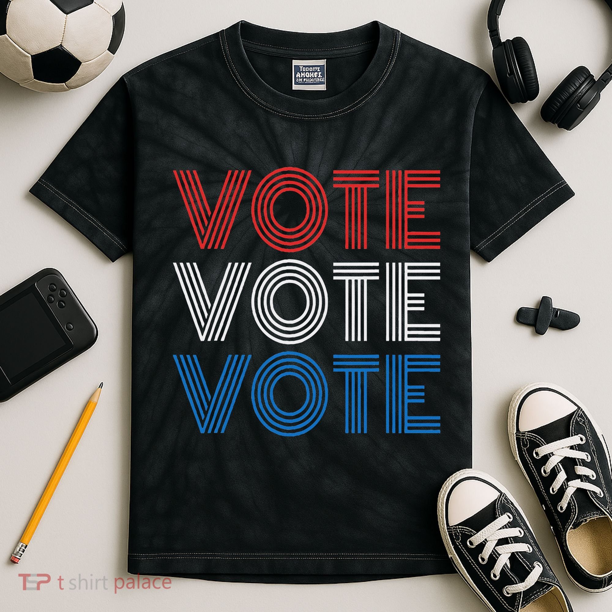 Vote Vote Vote Red White Blue Retro Election  Kids Tie-Dye T-Shirt