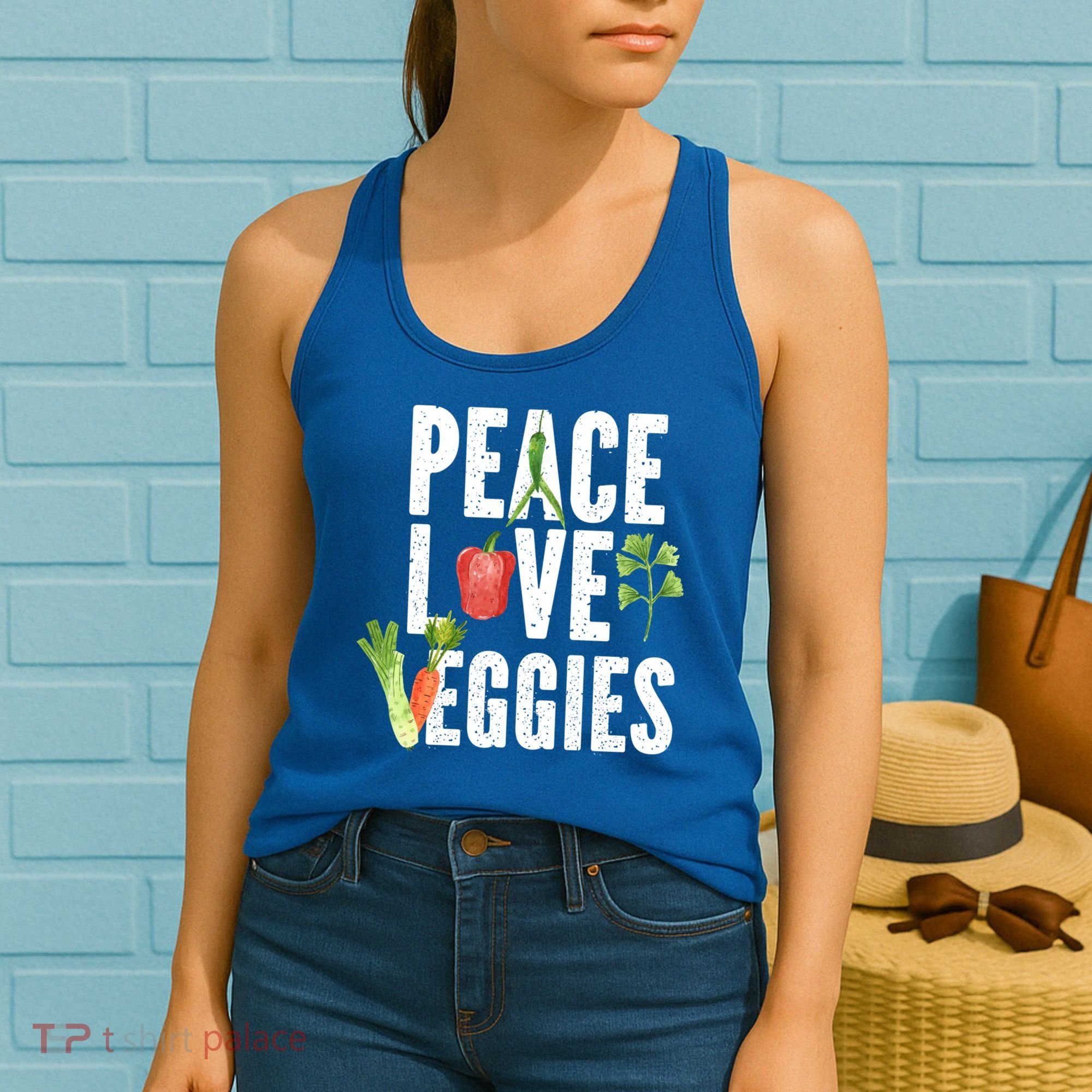 Vegan Vegetarian Veganism Vegetable Lover Peace Love Veggies Great Gift Women's Tank Top