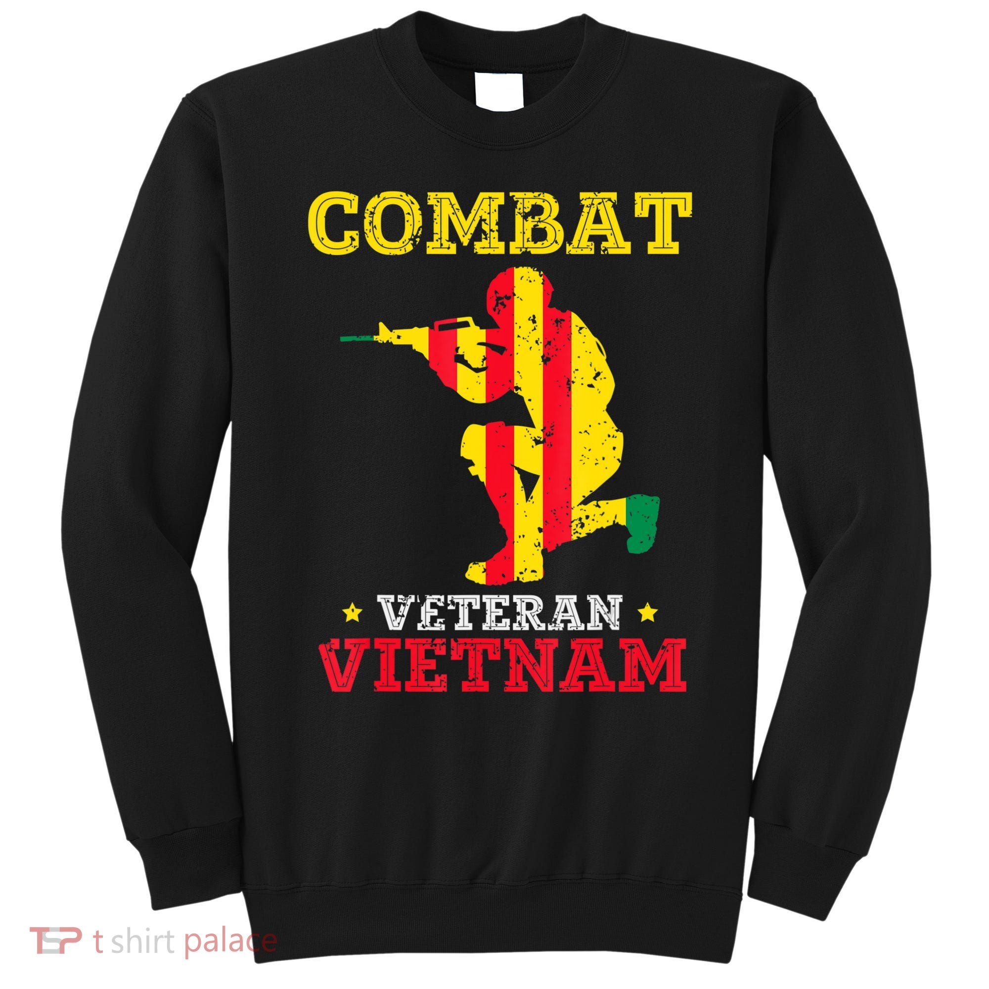 Vietnam Veteran With US Flag With Combat Boots Patriotic Sweatshirt