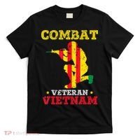 Vietnam Veteran With US Flag With Combat Boots Patriotic T-Shirt thumb 0