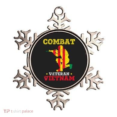 Vietnam Veteran With US Flag With Combat Boots Patriotic Ornament