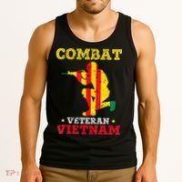 Vietnam Veteran With US Flag With Combat Boots Patriotic Tank Top thumb 3