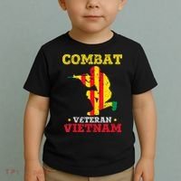 Vietnam Veteran With US Flag With Combat Boots Patriotic Toddler T-Shirt thumb 2