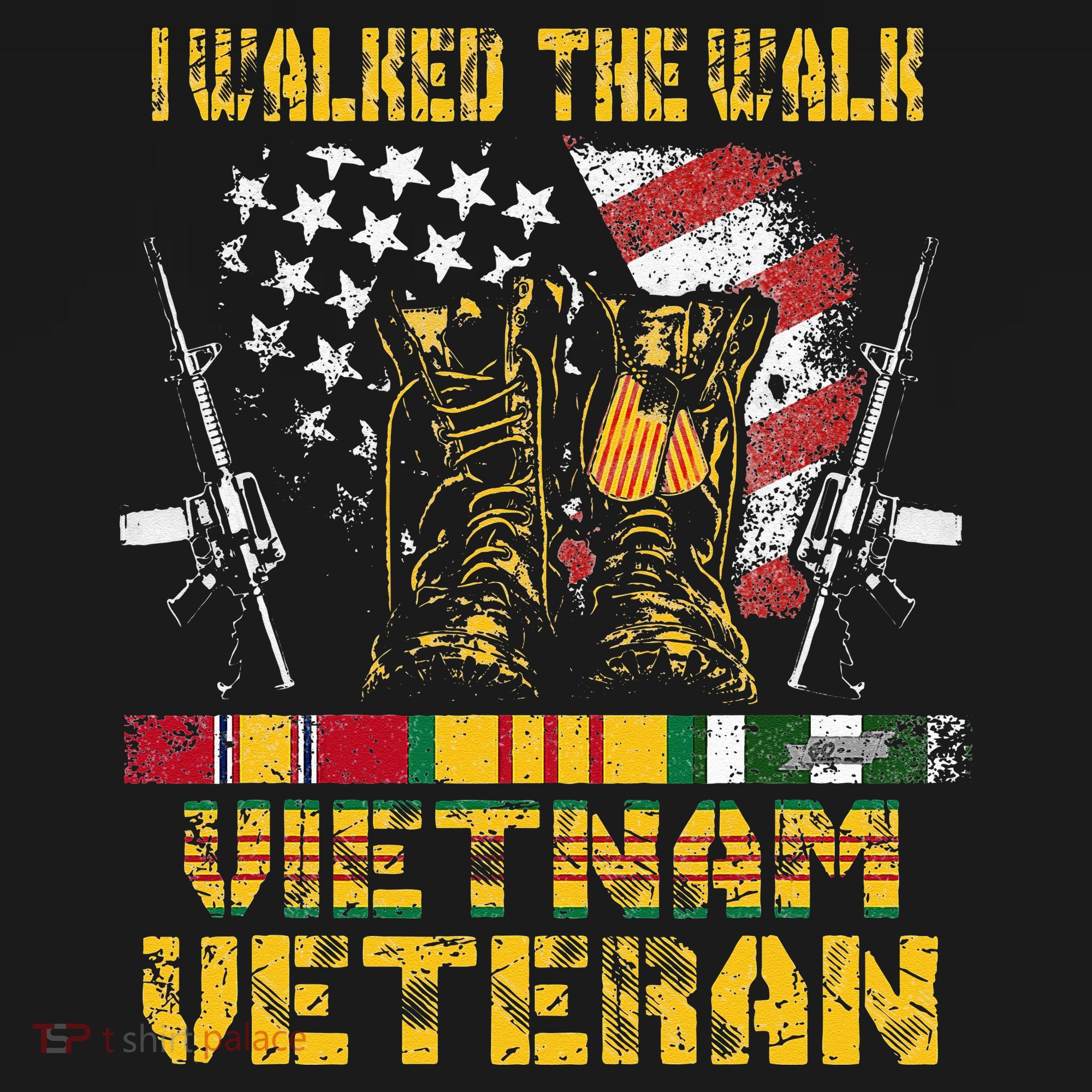 Vietnam Veteran With US Flag With Combat Boots Patriotic Hoodie