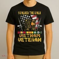 Vietnam Veteran With US Flag With Combat Boots Patriotic T-Shirt thumb 3