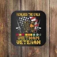 Vietnam Veteran With US Flag With Combat Boots Patriotic Coaster thumb 0