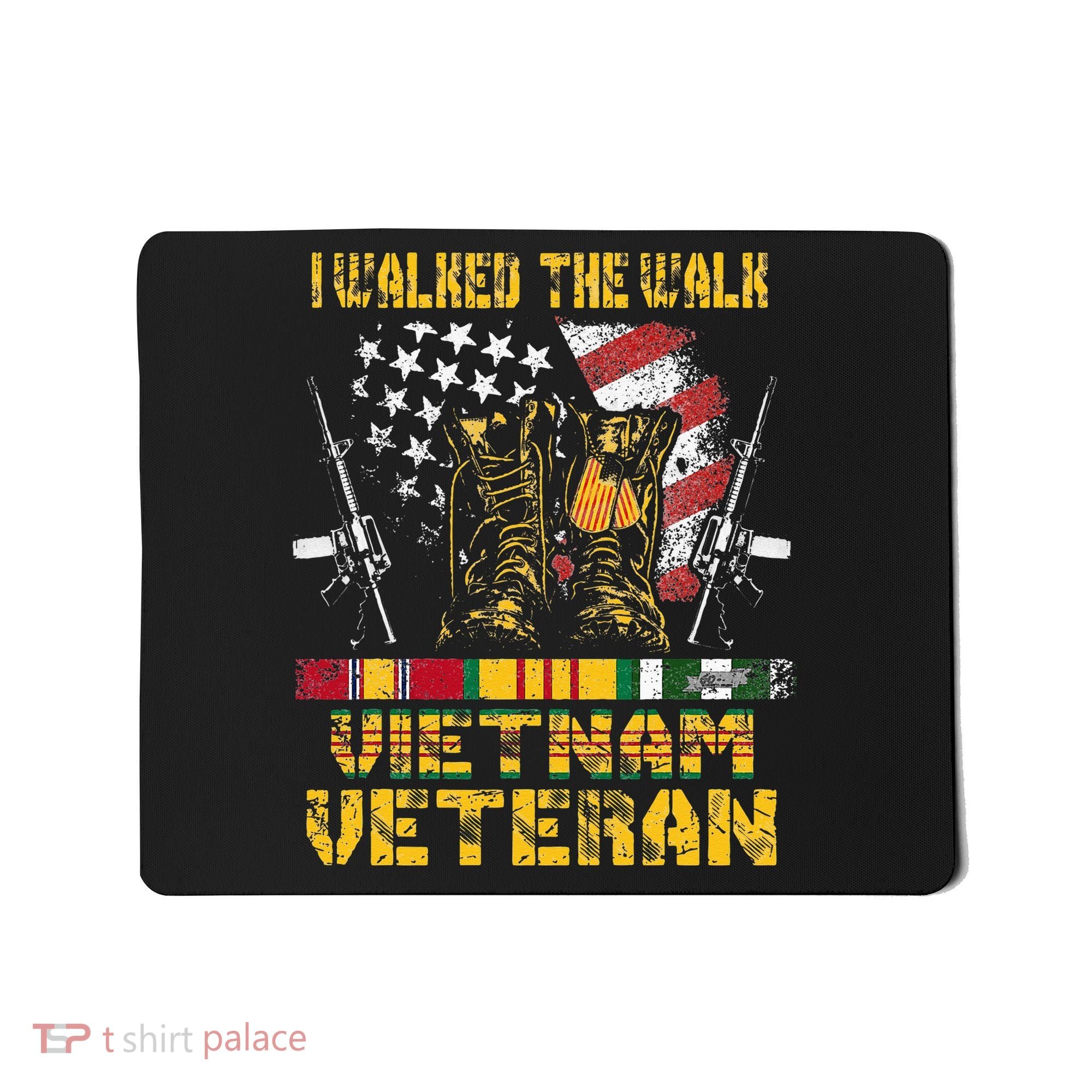 Vietnam Veteran With US Flag With Combat Boots Patriotic Mousepad