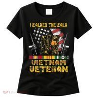 Vietnam Veteran With US Flag With Combat Boots Patriotic Women's T-Shirt thumb 0