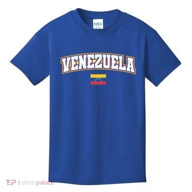 Venezuela Varsity World Flag Weathered Design Gift Kids T-Shirt