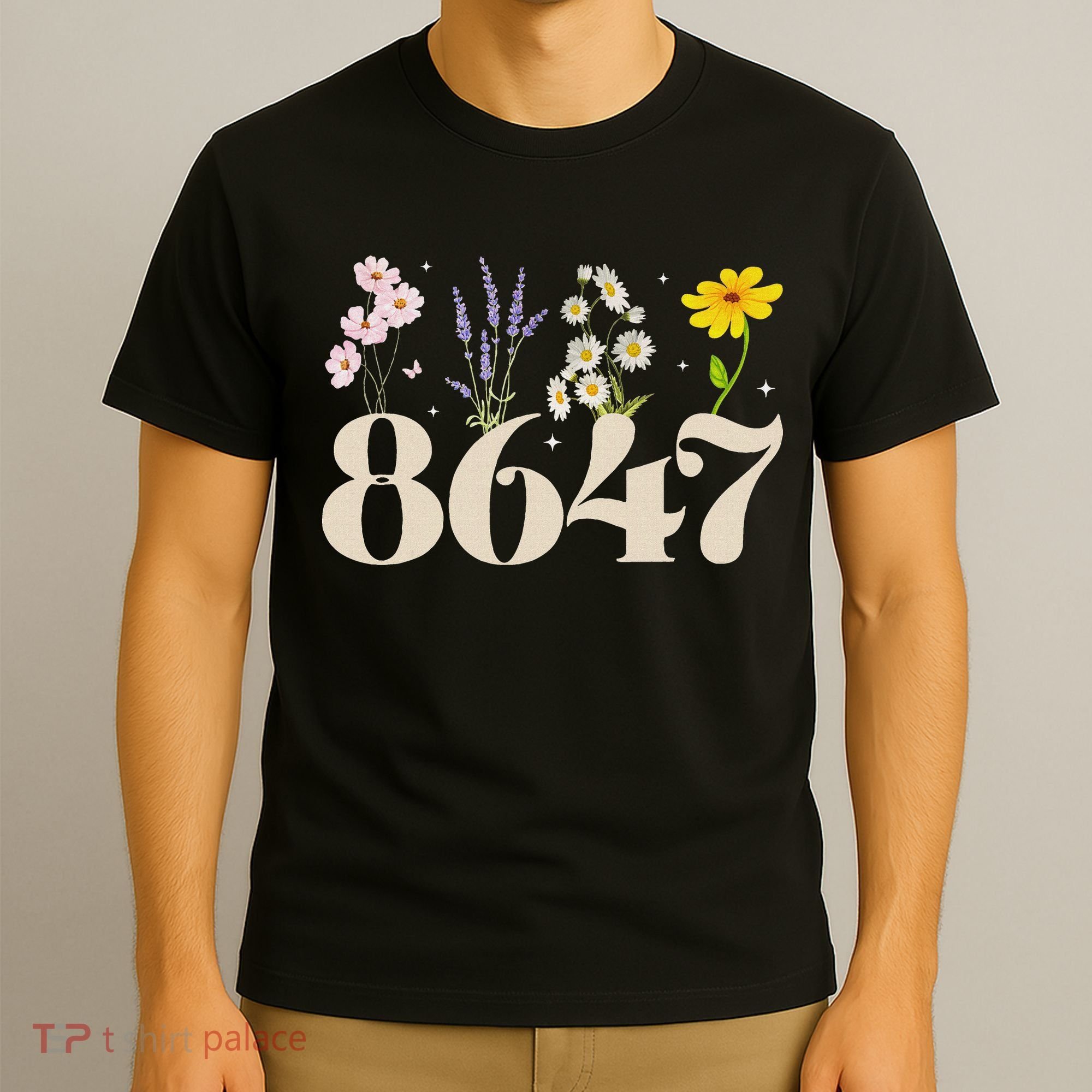 Vintage Wildflower 8647 Subtle Anti Trump Anti 86 47 Saying T-Shirt