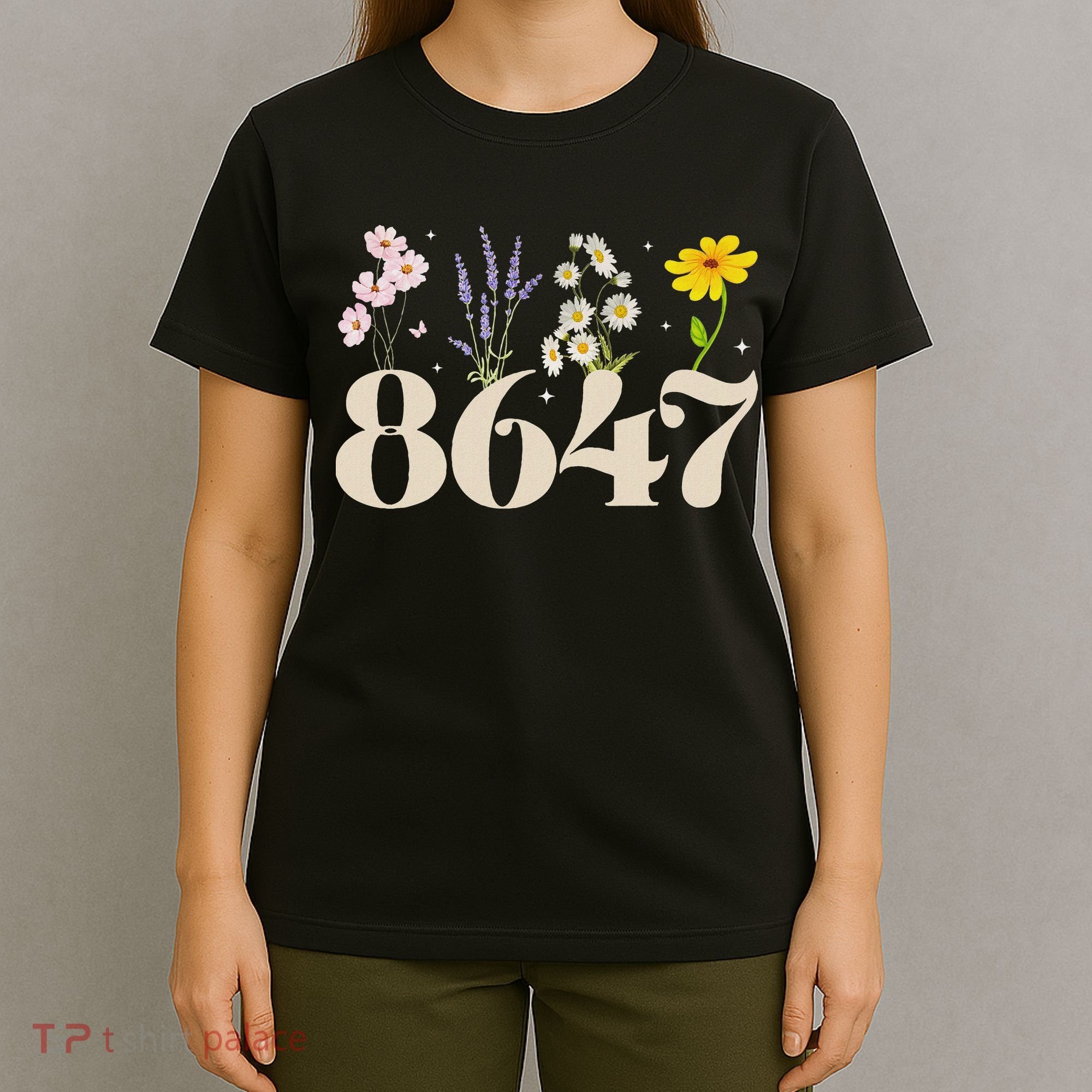 Vintage Wildflower 8647 Subtle Anti Trump Anti 86 47 Saying T-Shirt
