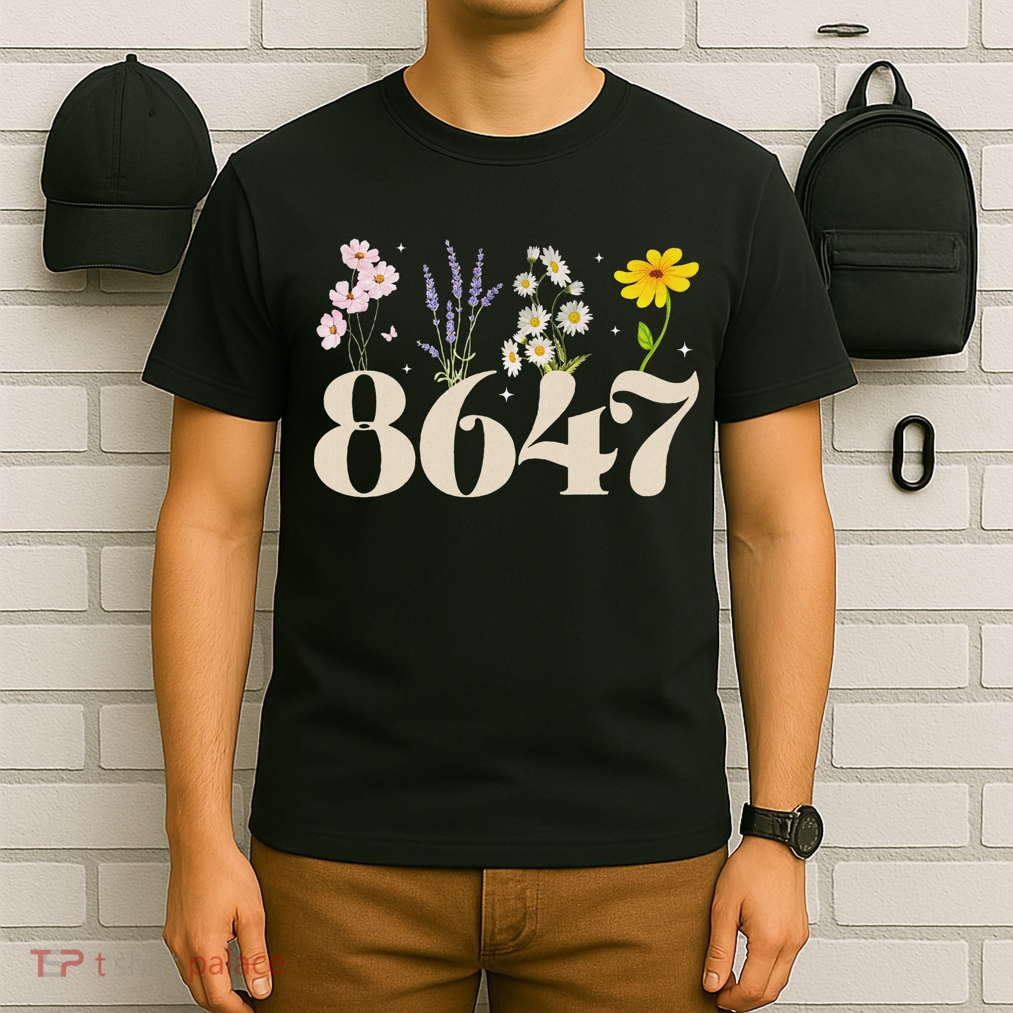 Vintage Wildflower 8647 Subtle Anti Trump Anti 86 47 Saying T-Shirt
