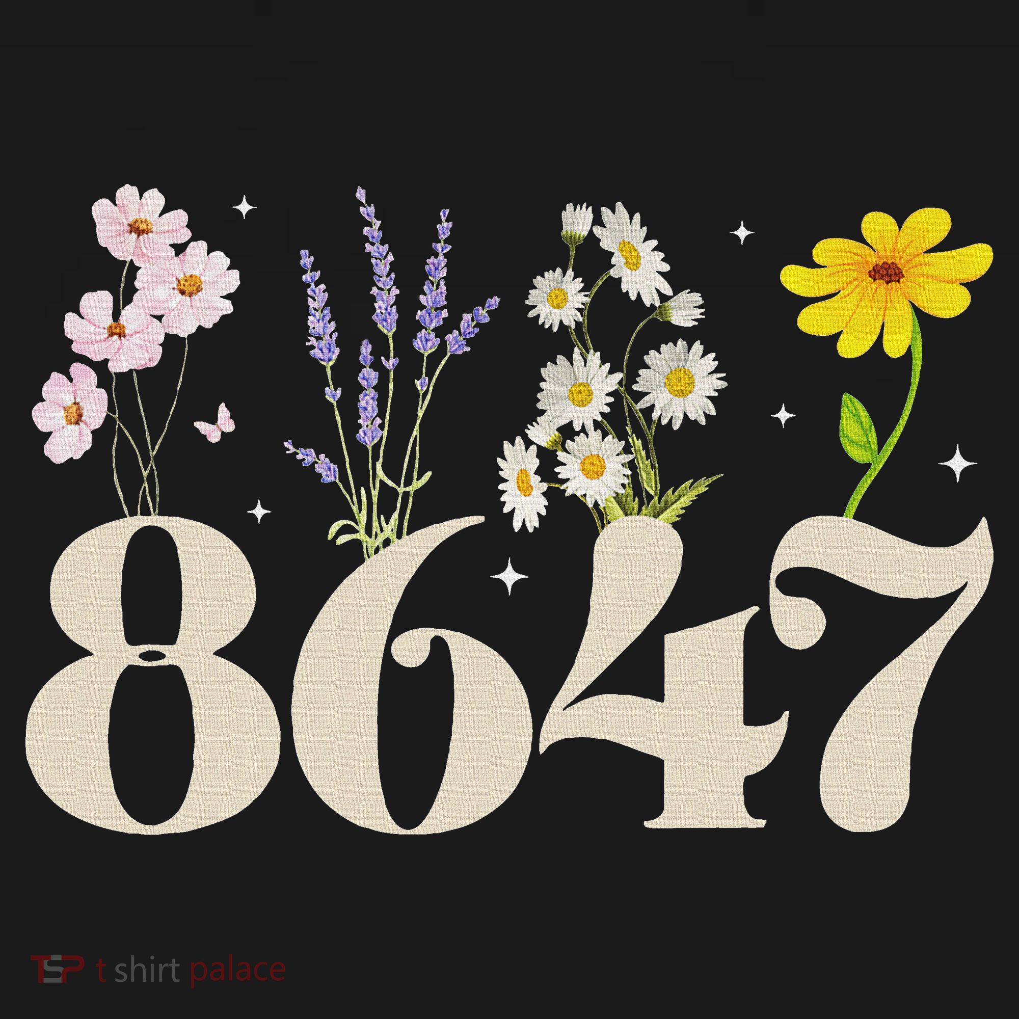 Vintage Wildflower 8647 Subtle Anti Trump Anti 86 47 Saying T-Shirt