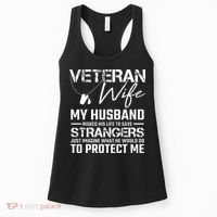 Veteran Wife Army Husband Soldier Saying Cool Military Gift Women's Tank Top thumb 0