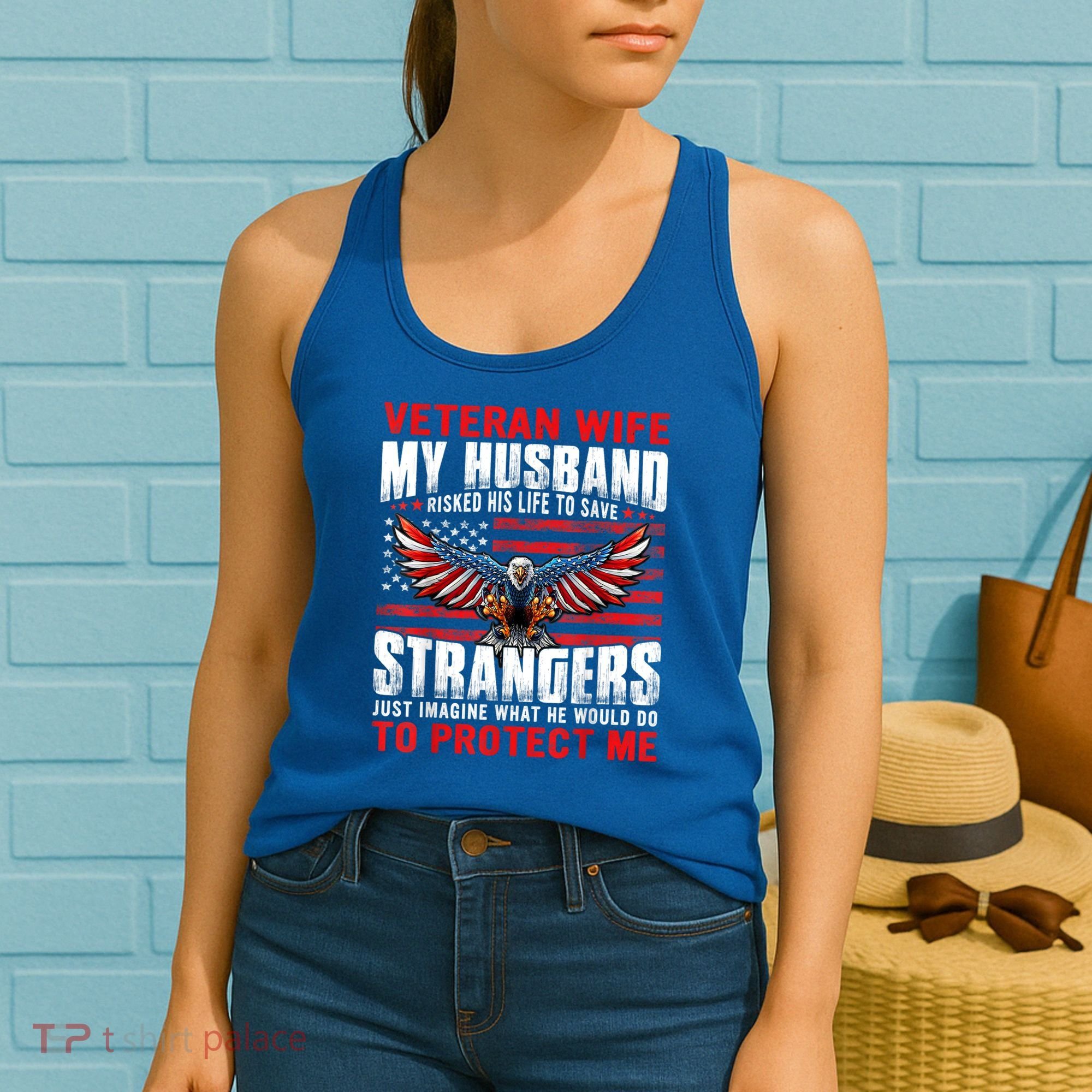 Veteran Wife Army Husband Soldier Saying Cool Military Usa Women's Tank Top
