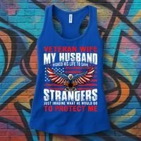 Veteran Wife Army Husband Soldier Saying Cool Military Usa Women's Tank Top thumb 3