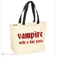 Vampire With A Day Pass. Funny Horror Goth Vampire Tote Bag thumb 2