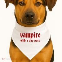 Vampire With A Day Pass. Funny Horror Goth Vampire USA-Made Doggie Bandana thumb 1