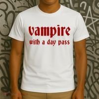 Vampire With A Day Pass. Funny Horror Goth Vampire T-Shirt thumb 3