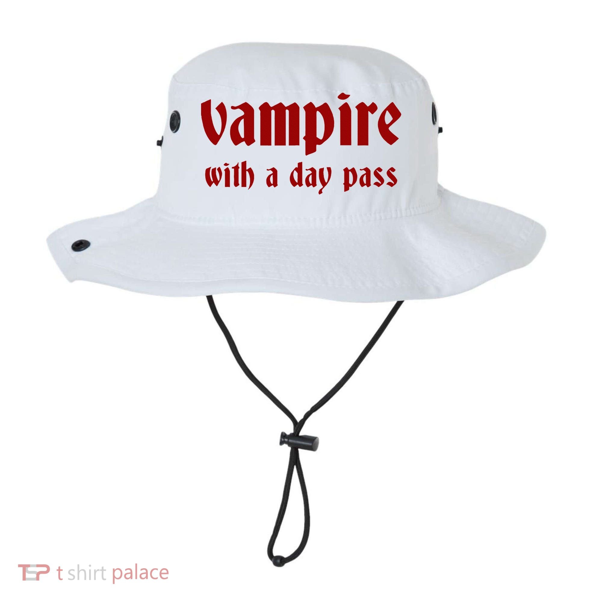 Vampire With A Day Pass. Funny Horror Goth Vampire Bucket Hat