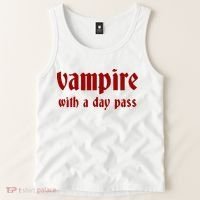 Vampire With A Day Pass. Funny Horror Goth Vampire Tank Top thumb 2