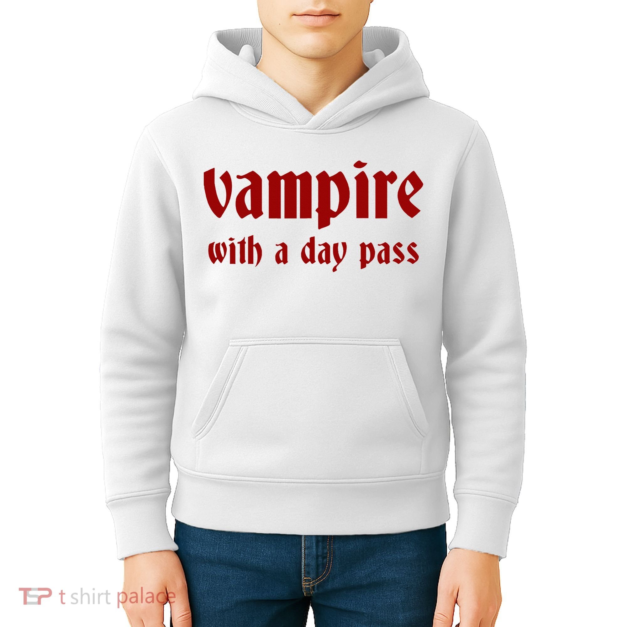 Vampire With A Day Pass. Funny Horror Goth Vampire Kids Hoodie