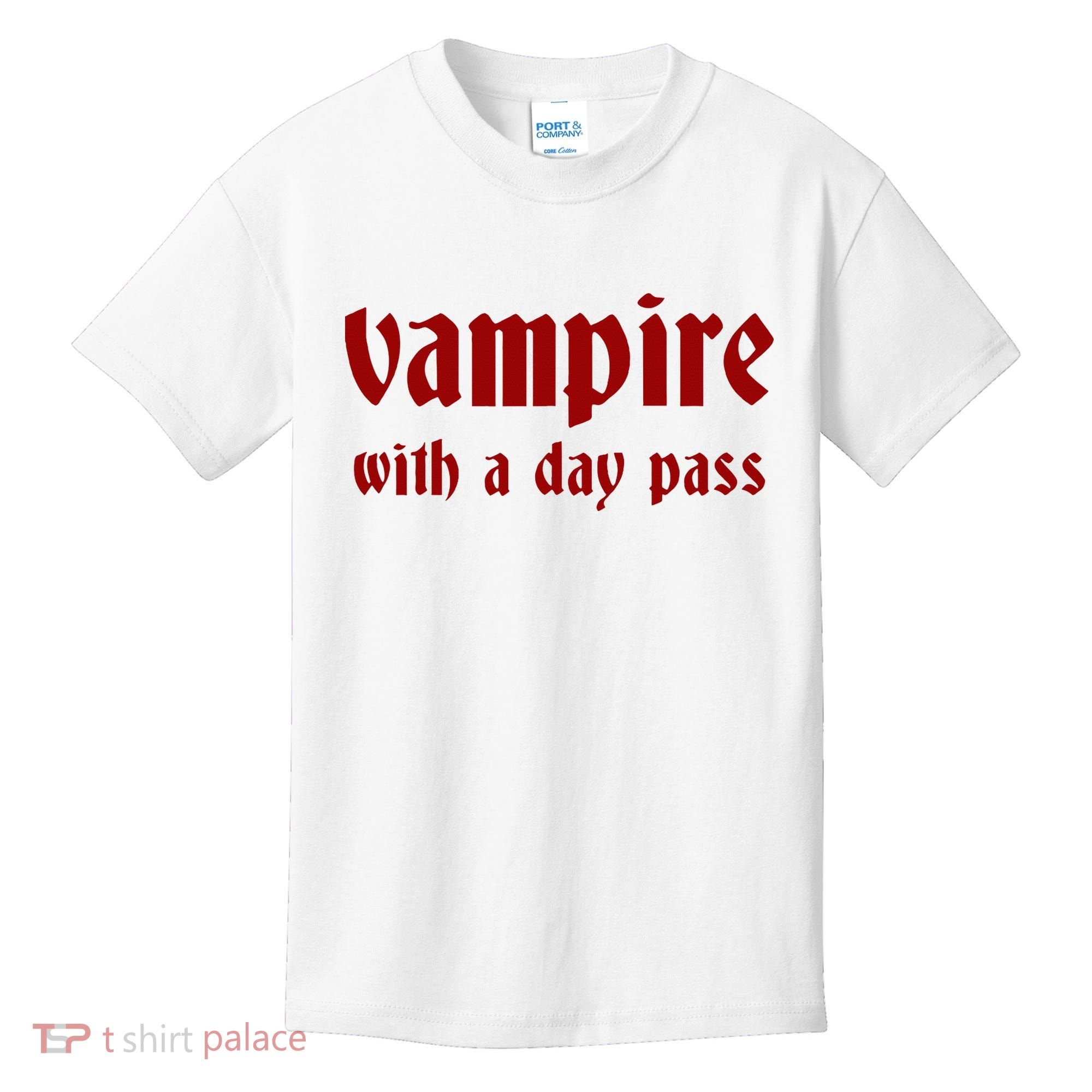Vampire With A Day Pass. Funny Horror Goth Vampire Kids T-Shirt