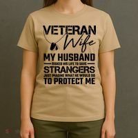 Veteran Wife Army Husband Soldier Saying Cool Military T-Shirt thumb 4