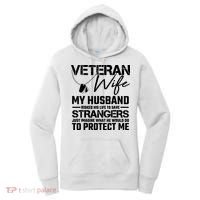 Veteran Wife Army Husband Soldier Saying Cool Military Women's Hoodie thumb 0