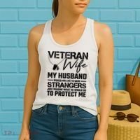 Veteran Wife Army Husband Soldier Saying Cool Military Women's Tank Top thumb 2