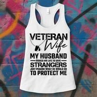 Veteran Wife Army Husband Soldier Saying Cool Military Women's Tank Top thumb 3