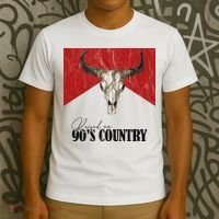 Vintage Western Bull Skull Raised On 90s Country Music T-Shirt thumb 3