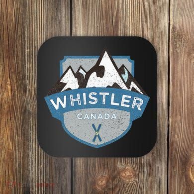 Vintage Whistler Canada Illustration Coaster