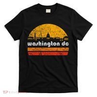 Vintage Washington DC City Skyline Retro Sunset Weathered T-Shirt thumb 0