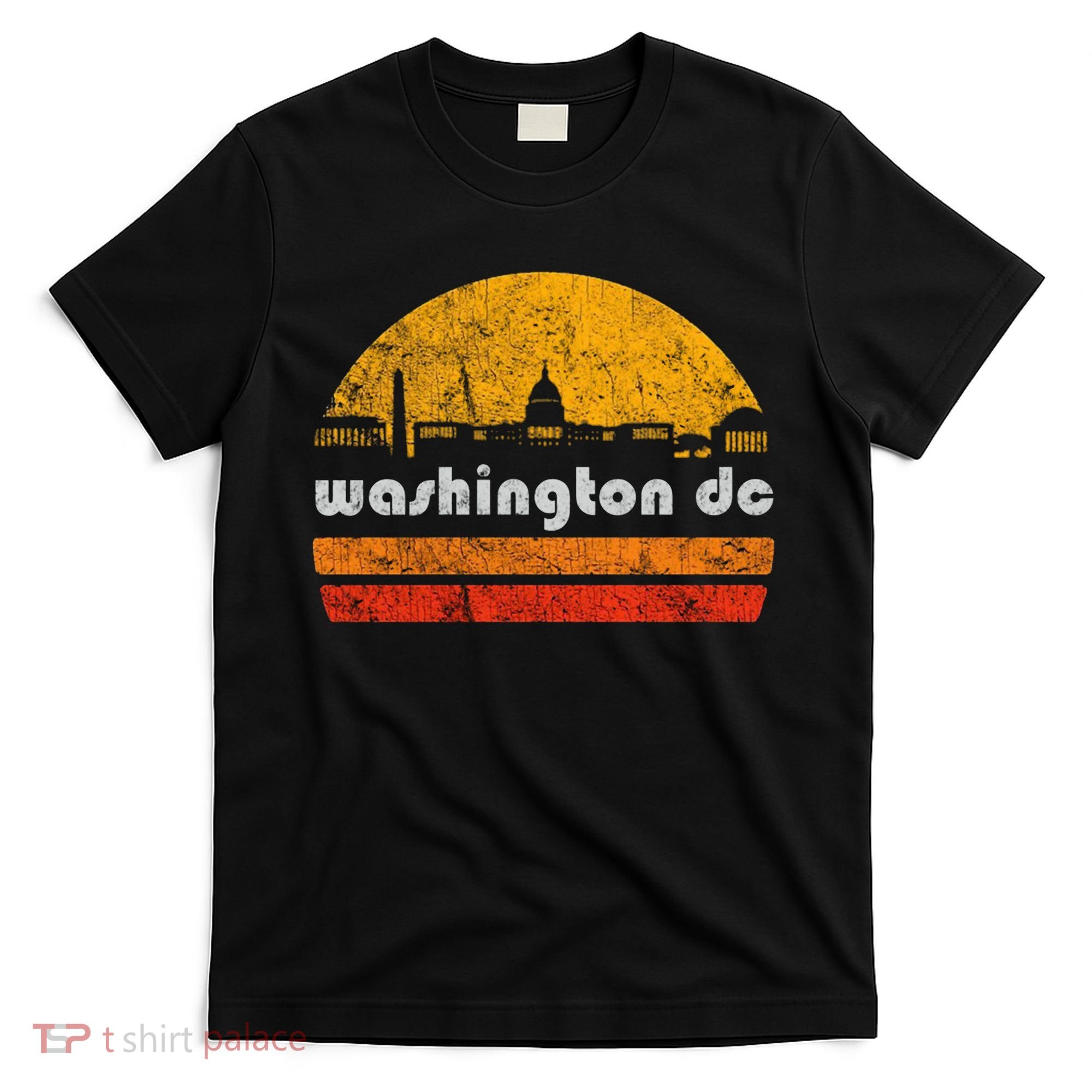 Vintage Washington DC City Skyline Retro Sunset Weathered T-Shirt