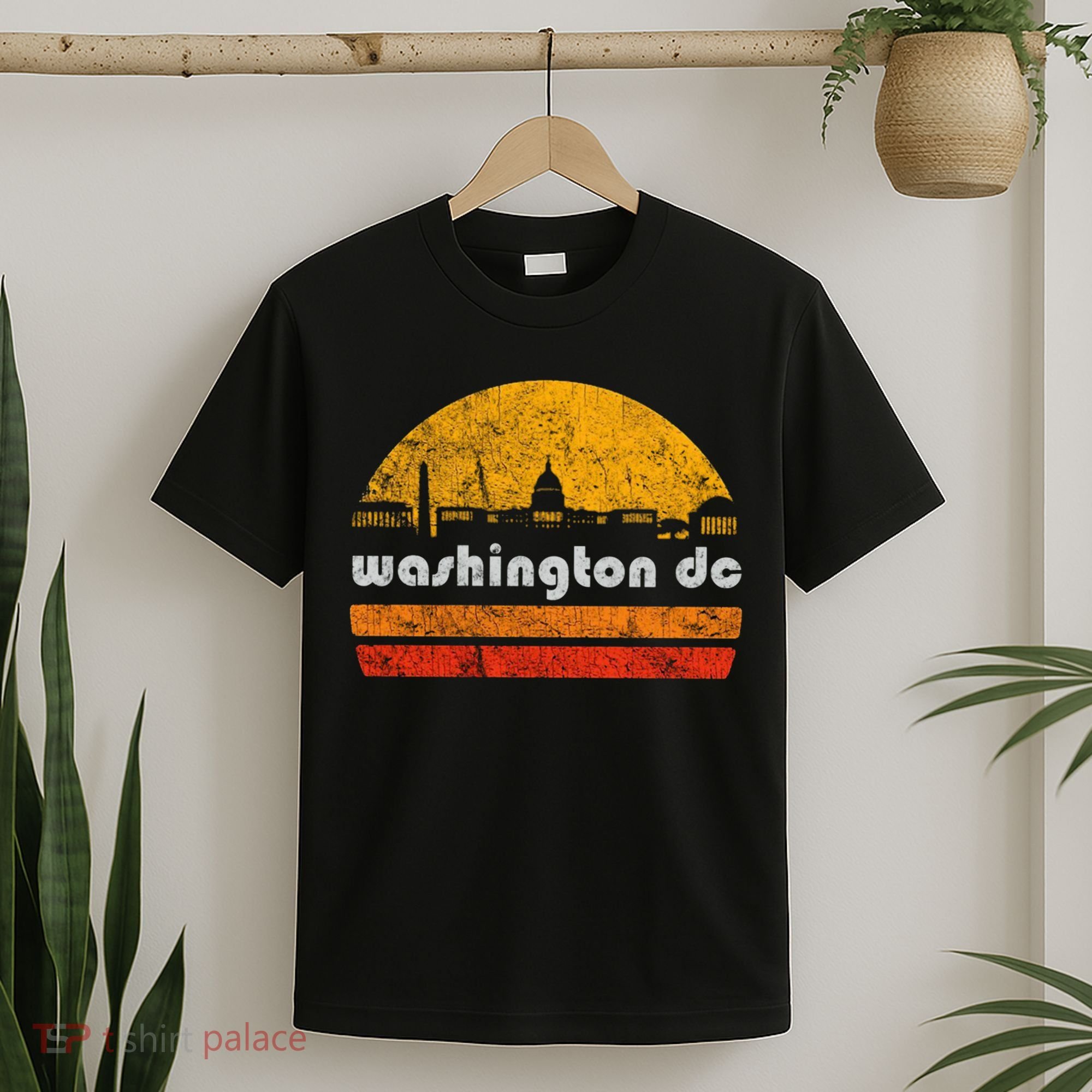 Vintage Washington DC City Skyline Retro Sunset Weathered T-Shirt